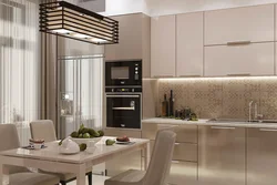 Black Beige Kitchen In The Interior Photo