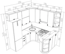 Угловые кухни дизайн проекты с размерами