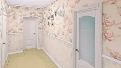 Hallway design with wallpaper and panels