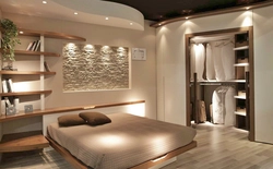 Bedroom design with window and dressing room