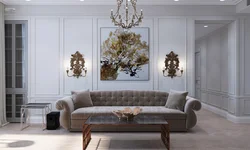 Paintings for the living room in a classic style interior photo