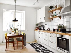 Kitchen design with wood tiles