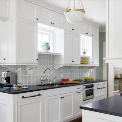 White Kitchen Design With White Tiles