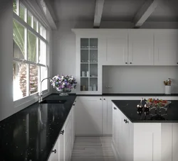 Black kitchen design with black countertop photo design