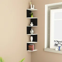 Corner shelves on the wall in the hallway photo