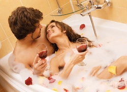 Romantic photo in the bathroom