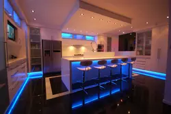 Photo of the kitchen in the evening