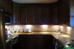 Photo of the kitchen in the evening