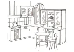 Kitchen photo drawing