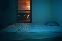 Photo of a bedroom in the dark