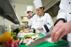 Photo of the kitchen at work
