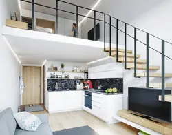 Living room with mezzanine photo