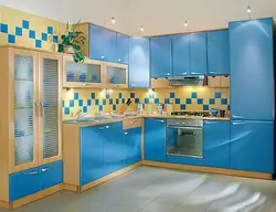 Желто синяя кухня фото