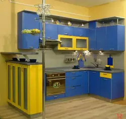 Yellow And Blue Kitchen Photo