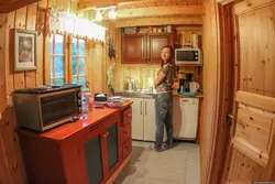 Kitchen in a trailer photo