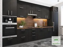 Straight brown kitchen photo