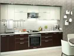 Straight brown kitchen photo