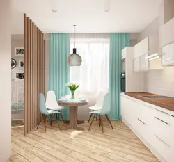 Зонирование кухни рейками фото