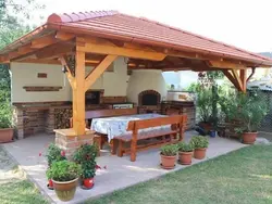 Summer kitchen with canopy photo