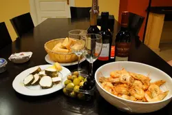 Photo of dinner at home in the kitchen