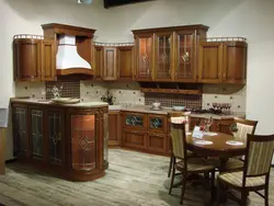 Photos of corner kitchens made of solid wood