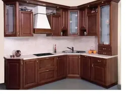 Photos of corner kitchens made of solid wood