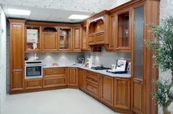 Photos of corner kitchens made of solid wood