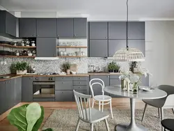 Kitchen on different walls photo