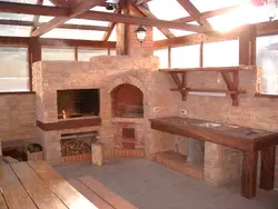 Summer kitchen with stove photo