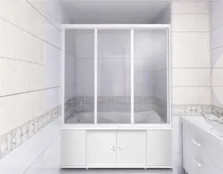 Bathtub with plastic curtains photo