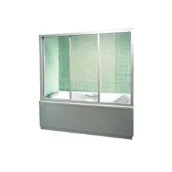 Bathtub with plastic curtains photo