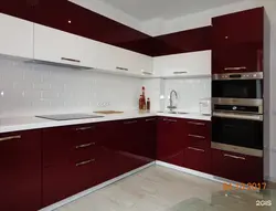 Red kitchen with beige photo