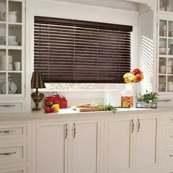 Wooden blinds in the kitchen photo