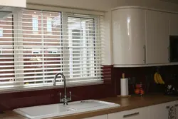 Wooden blinds in the kitchen photo