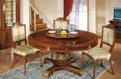 Oval table in the living room photo