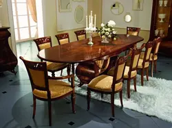 Oval table in the living room photo