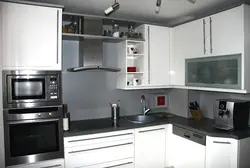 Corner kitchens with microwave photo