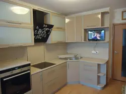 Corner kitchens with microwave photo