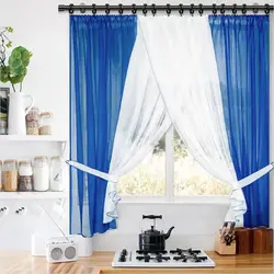 Curtains For Blue Kitchen Photo