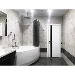 Matte porcelain tiles in the bathroom photo