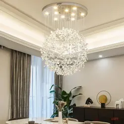 Crystal chandeliers in the bedroom photo