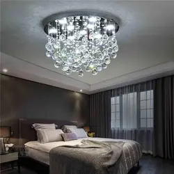 Crystal chandeliers in the bedroom photo