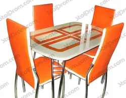 Orange chairs in the kitchen photo