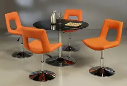 Orange chairs in the kitchen photo