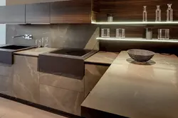 Quartz apron for kitchen photo