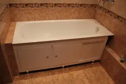 Cast iron bathtub with screen photo