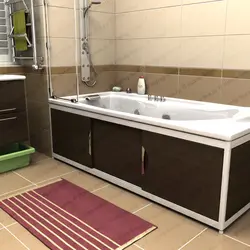 Cast iron bathtub with screen photo