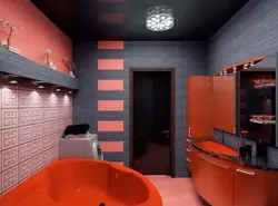 Red ceiling in the bathroom photo