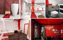 Красный потолок в ванной фото
