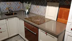 Oshxona fotosurati uchun burchak stol usti